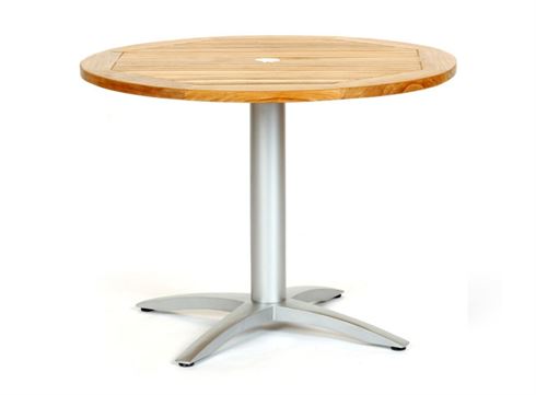 Pedestal Aluminium and Round Teak Top Bistro Table