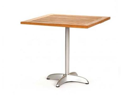 Pedestal Aluminium and Square Teak Top Bistro Table